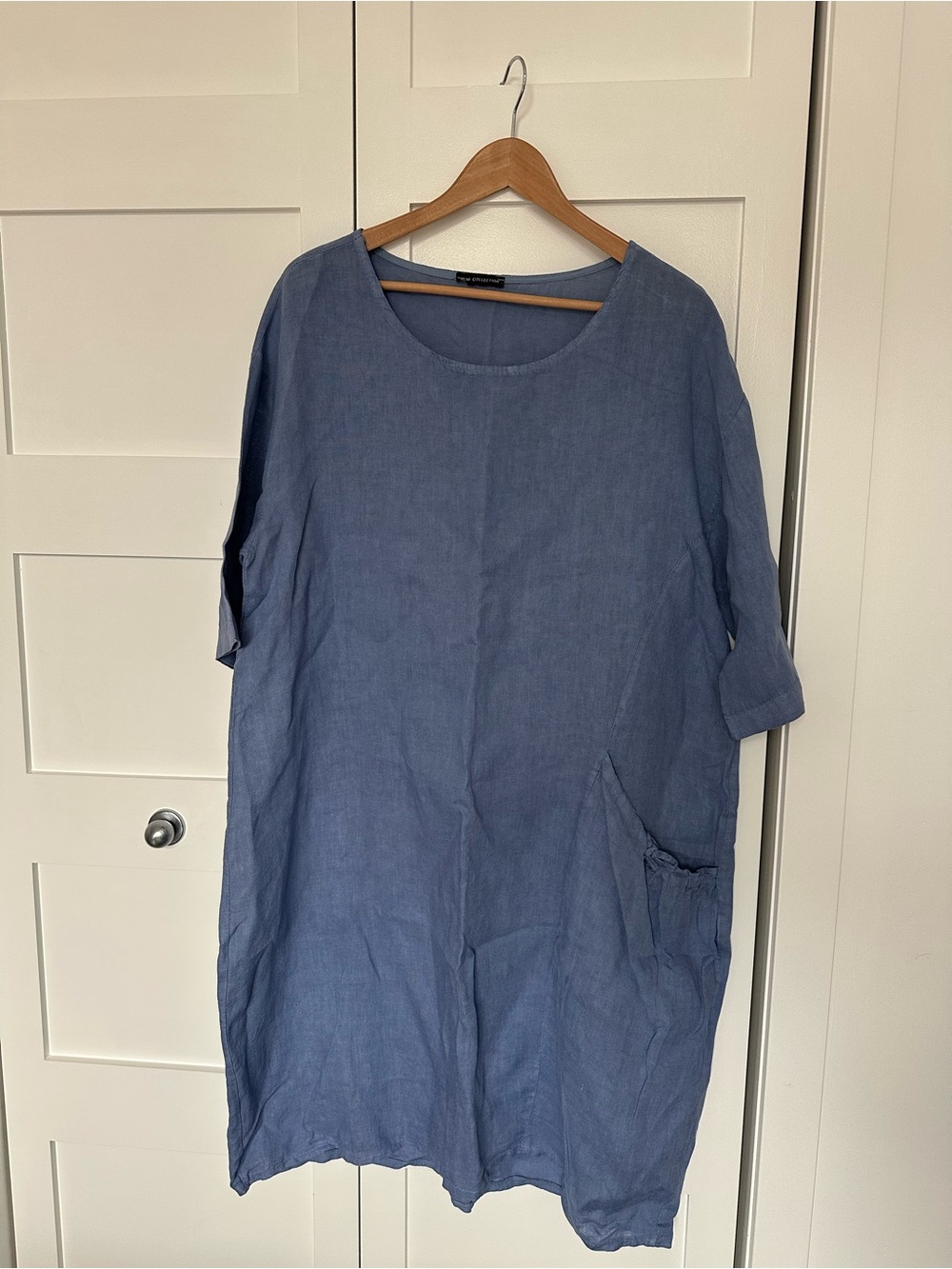 100% Linen Blue Tunic Dress